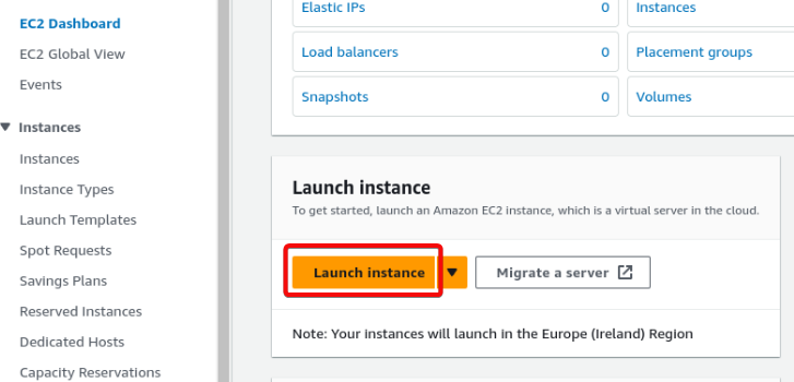 launch instance button