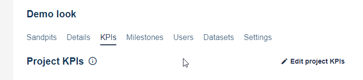 KPI and milestone tabs being clicked on