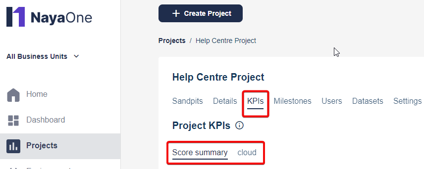 Score summary and sandpit tabs